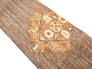 手織り紬　抽象華紋織り出し名古屋帯